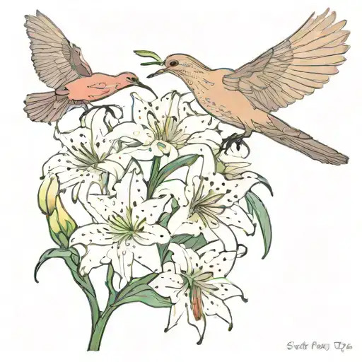 Spider Lily Flower With Mourning Dove