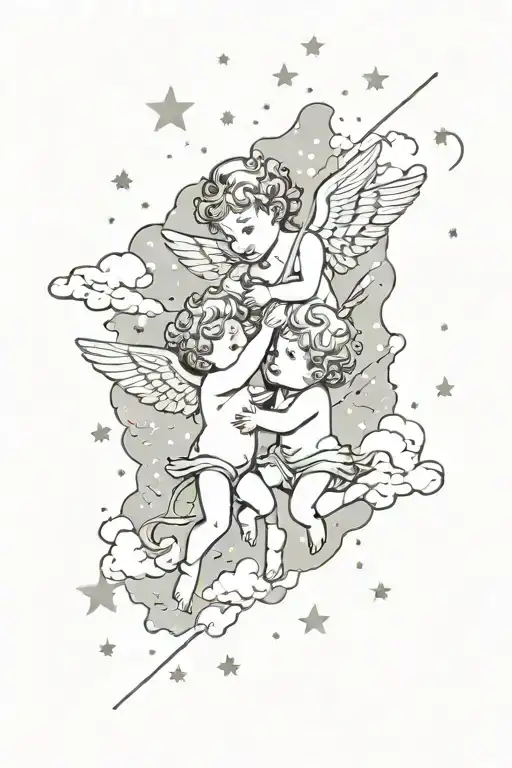 Cupids And Clouds And Star Constellation
