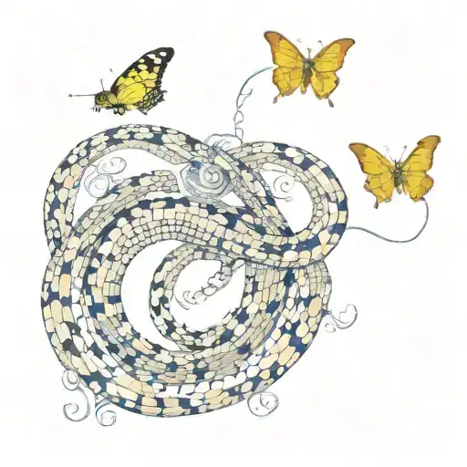 Fluid Snake And Small Butterfly
