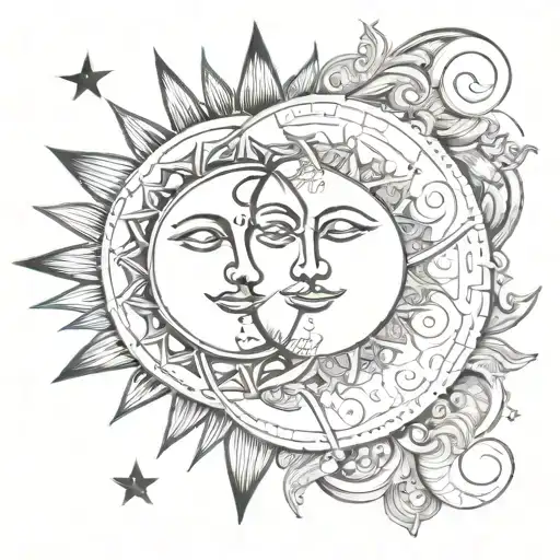 Sun And Moon Merging Together
