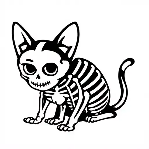 Cute Cat Skeleton And Part