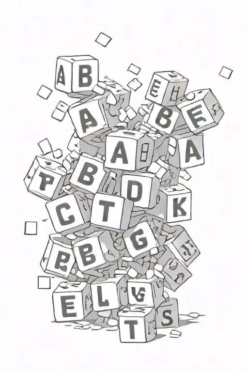 Falling Letter Blocks Body Black And White