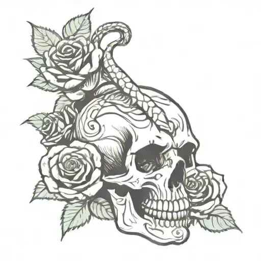 Skull Snake And Roses
