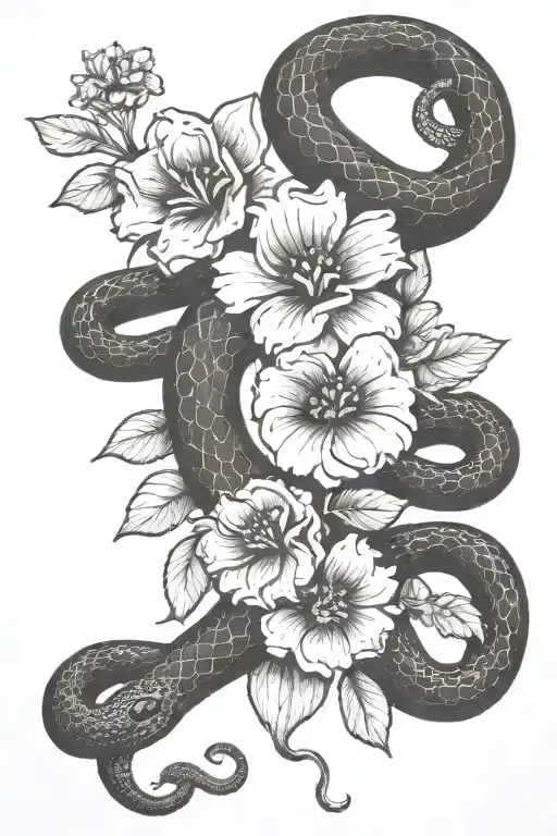 Snake With Flowers Around It