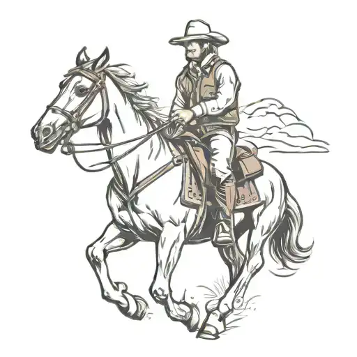 Cowboy On A Horse Riding