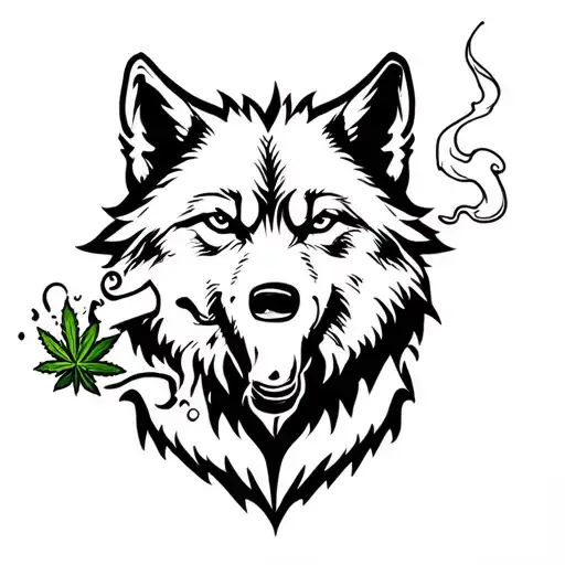 Wolf Smoking Weed From A Bong