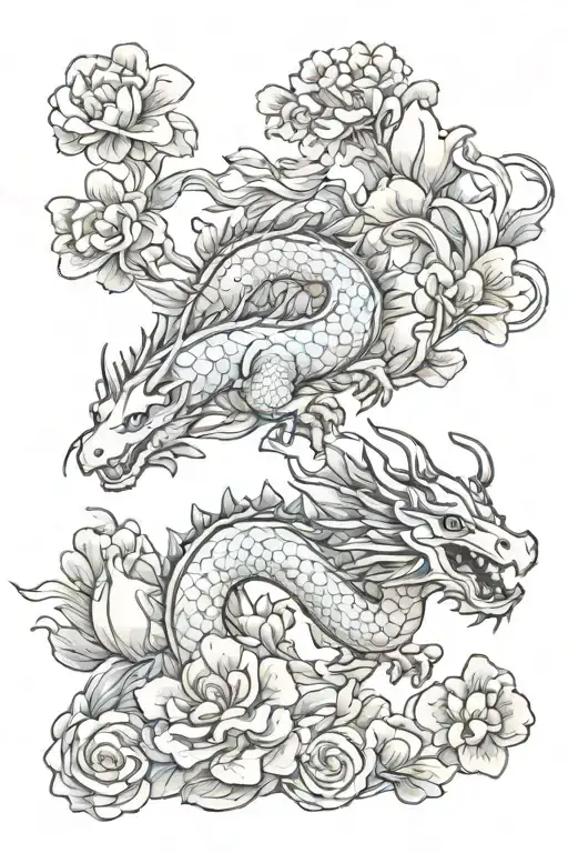 Snapdragon Flower And Dragon Flying