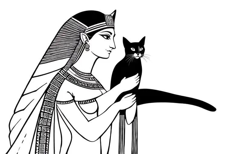 Egyptian Goddess Holding Cat