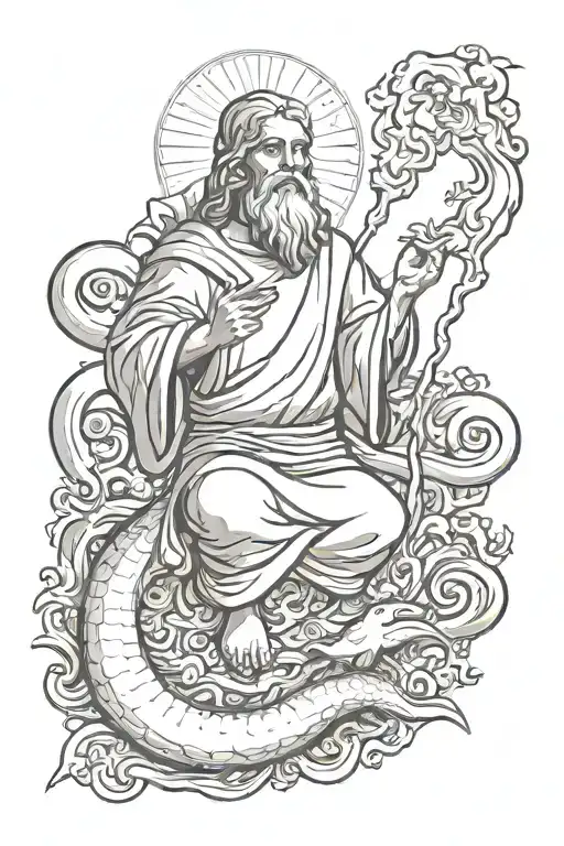 God Holding A Worm For A Pit Of Raging Fire