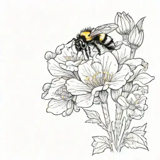 Bumble Bee Buttercup Flower