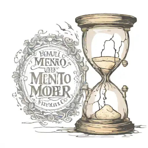 Hourglass Cracked With Words Memento Mori Written On The Hourglass