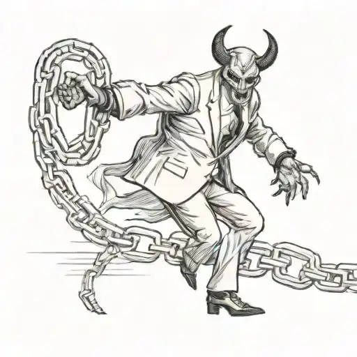 Demon In Suit With Handcuffs