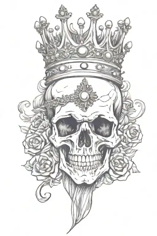 Skull Wearing A Crown Adorned Skull Surrounded My Music