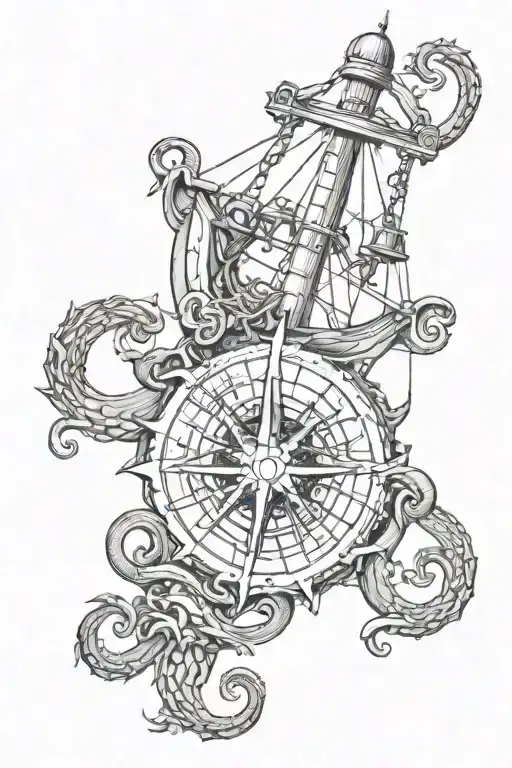 Kraken And Compass Intertwined