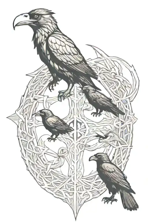 Loki God Face Odin Face Ravens Huginn And Muninn