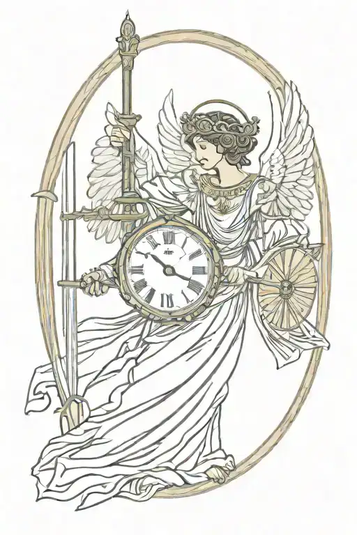 Clock Papyrus Angel Holding A Sword