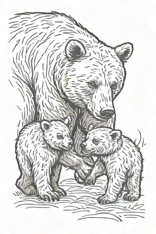 Bear And Cub Playing