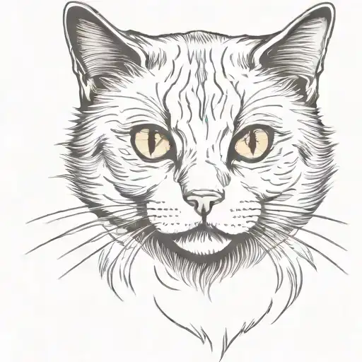 Cat With A Bitch Look In Oldschool Style