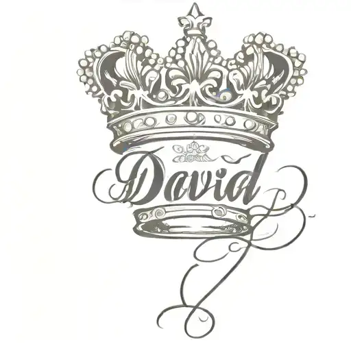 The Name David Cursive Writing And A Kings Crown For A Female Neck