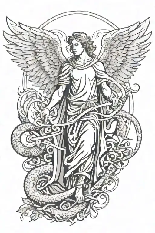 Christian Archangel Kills Serpent Tempter Black And Red