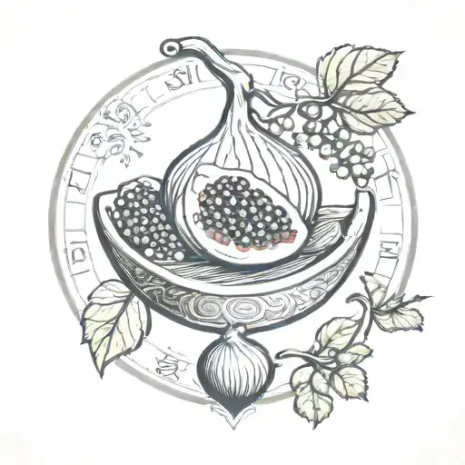Half Fig Fruit With The Zodiac Sign Of Libra Inside