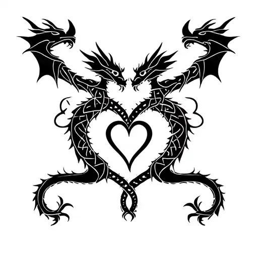 Celtic Dragon Intertwined Hearts