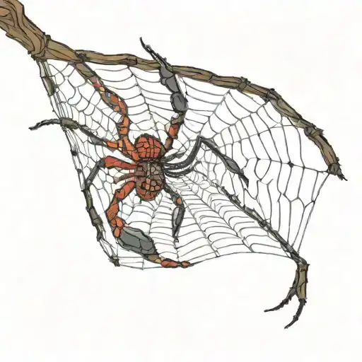 Red Scorpion On A Black Spider Web