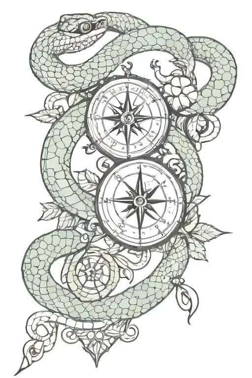 Compass And Snake Wrapped