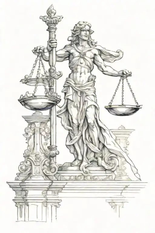 Arcangel Michael Holding Scales Of Justice And Sword