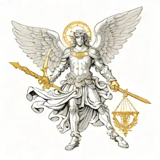 Archangel Michael With Sword And Scales Of Justice