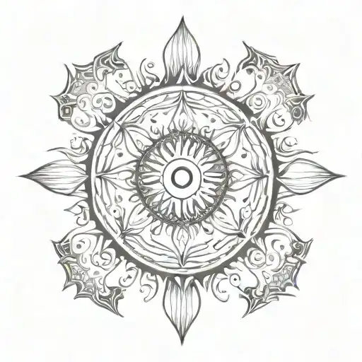 Sun With Patterns In Black