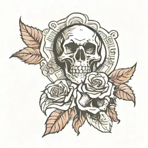 Money Rose With Skull Tattoo