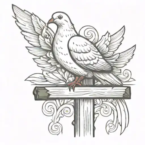 Dove Perched On A Cross