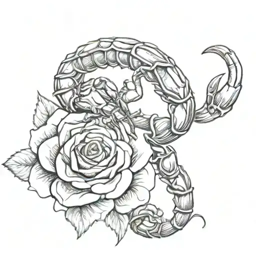 Scorpion Holding A Rose