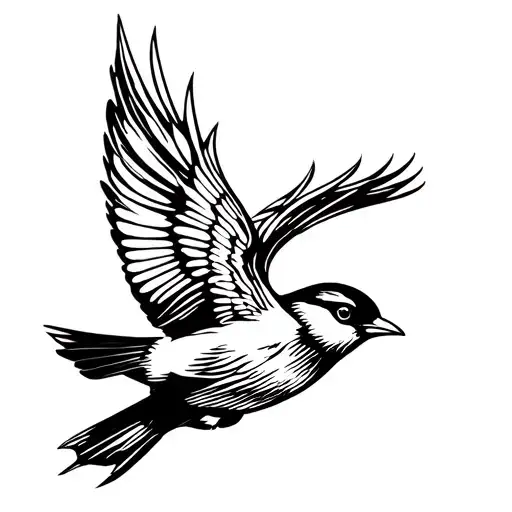 Tattoo Bird Sparrow Flying