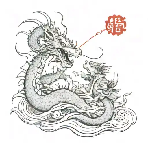 Koe Fish Fighting A Dragon On A Samuri