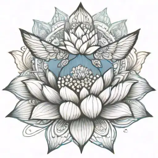 Fantail Lotus Flower Blooming Mandala Design Incorporating