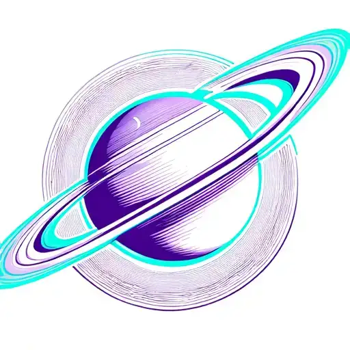 Saturn Planet What Is Acutela Style In Violet And Turquoise Colors