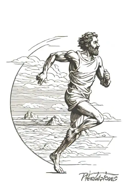 Pheidippides Running With Sun Setting