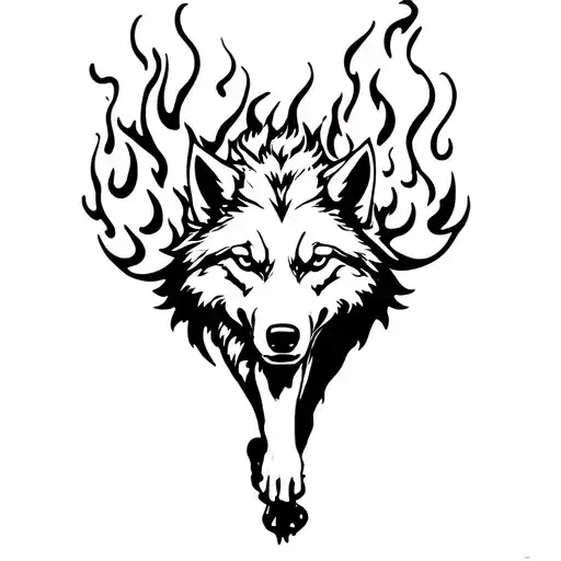 Wolf Walking In Flames