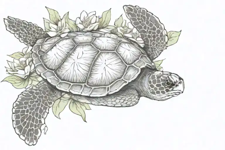 Sea Turtle And Cali Lilly Flower