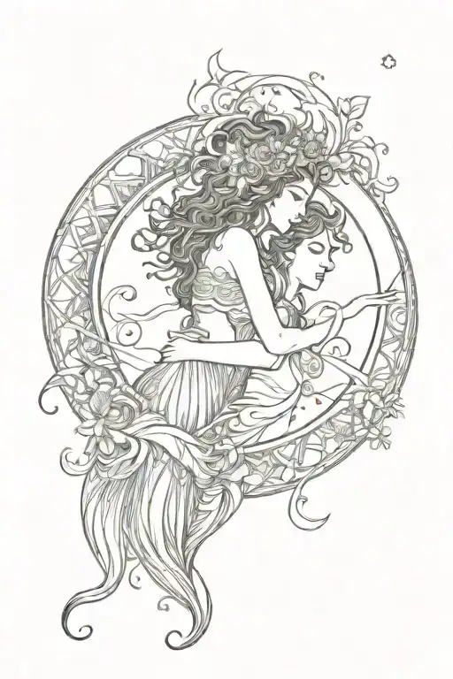 Crescent Moon Gemini Sign Beneath Divine Feminine Energy