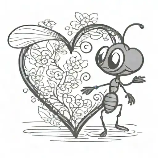 Cartoon Ant Heart Symbolizing Love
