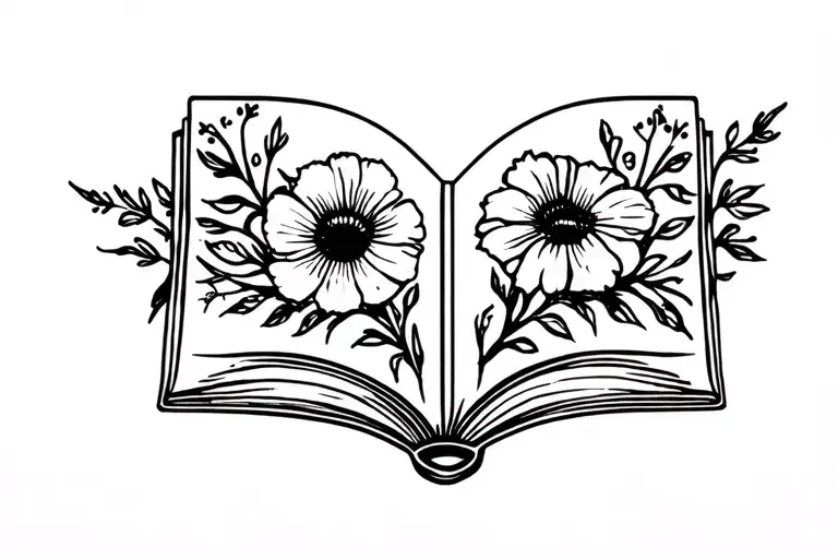 Book Surrounded By Bold Floral
