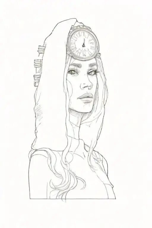 A Woman With A Clock On Her Head