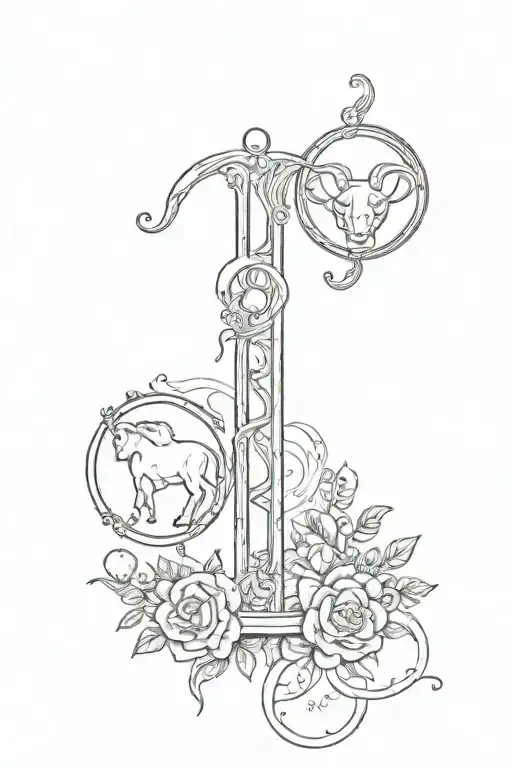 Horoscope Couple Tattoo About A Libra And An Aries In Line Art