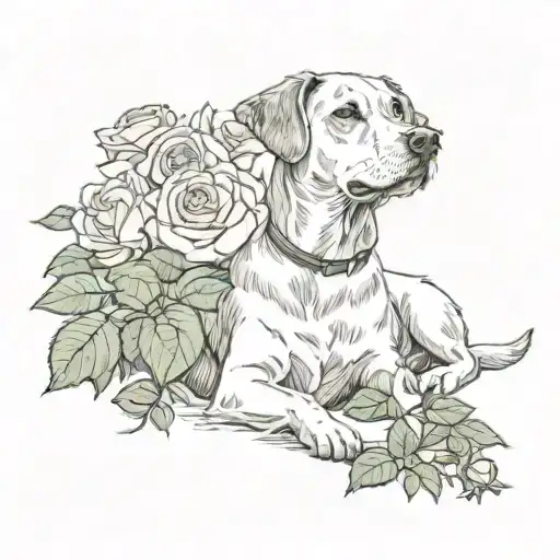 Dog And Roses