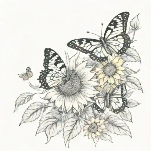 Butterflies And Sunflower