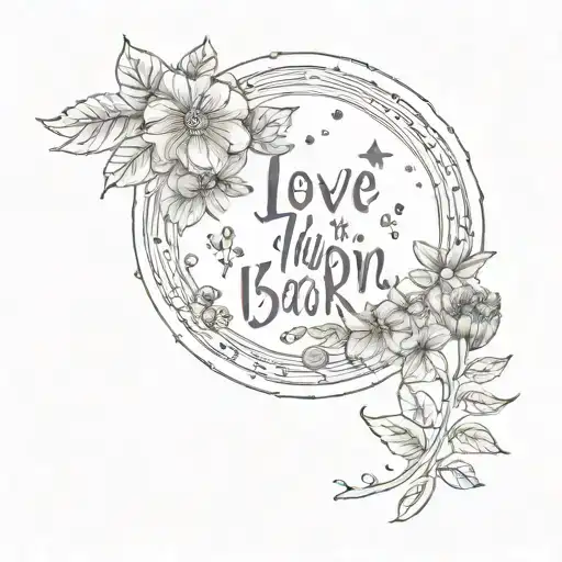 Fineline Moon With Flowers And Quote Saying Love You To The Moon And Back Tattoo