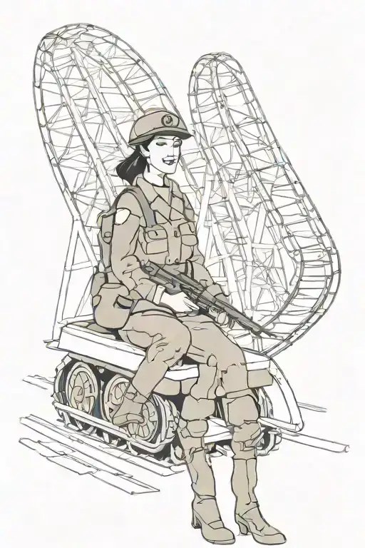 Female Soldier With Classic Roller Coaster